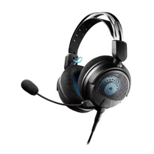 ATH-GDL3-BK Open-Back Gaming Headset Black-Front Side Angle