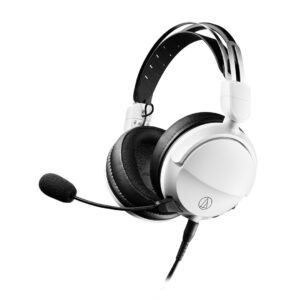 ATH-GL3-WH High-Fidelity Gaming Headset White-Front Side Angle