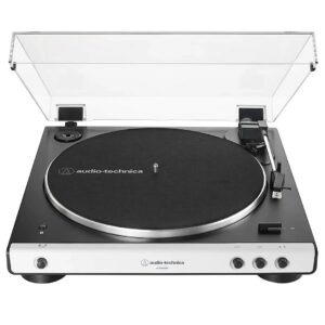 Audio-Technica AT-LP60XBT-WH White Wireless Belt-Drive Turntable - Top Front