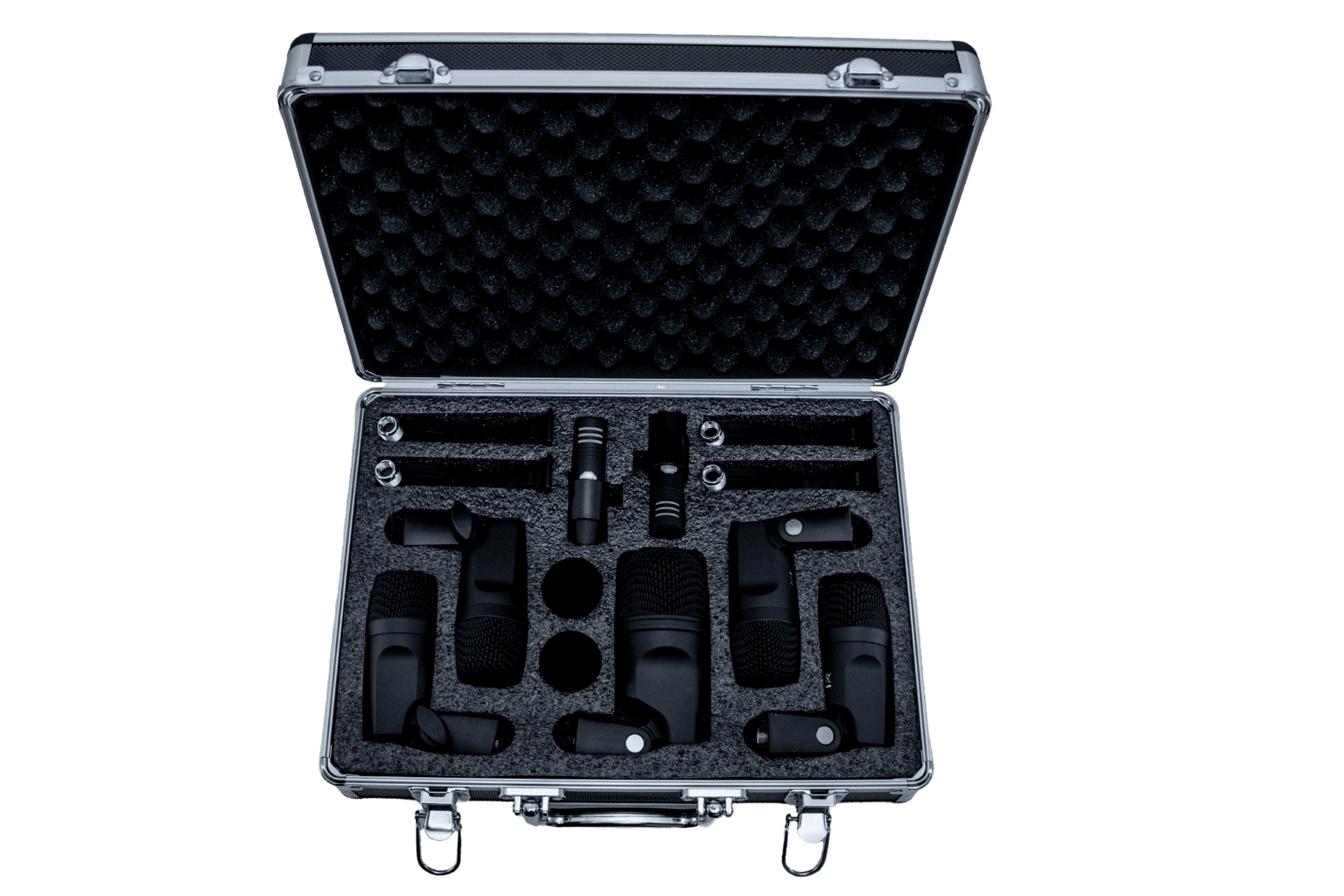 PowerWorks PDMK-7 7 Piece Drum Microphone Kit-Case Top Open