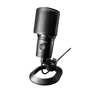 AT2020USB-XP Cardioid Condenser USB Microphone-Top Front With Stand