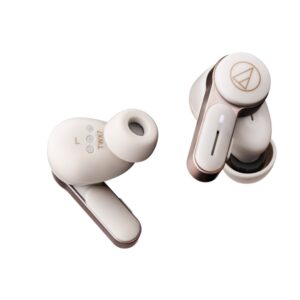 Audio-Technica ATH-TWX7WH Wireless Earbuds-Front and Rear