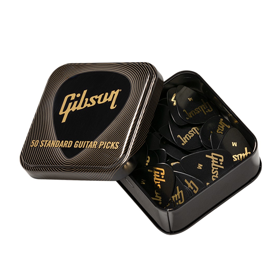 Gibson APRGG50-74H Standard Hard Black Pick Tin-Open