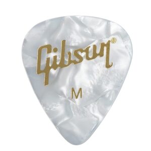 Gibson APRW12-74M Medium White Pearl Picks-Front