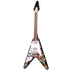 Epiphone ECJHFV-EB-L Jimi Hendrix Love Drops Flying V Ebony-Front