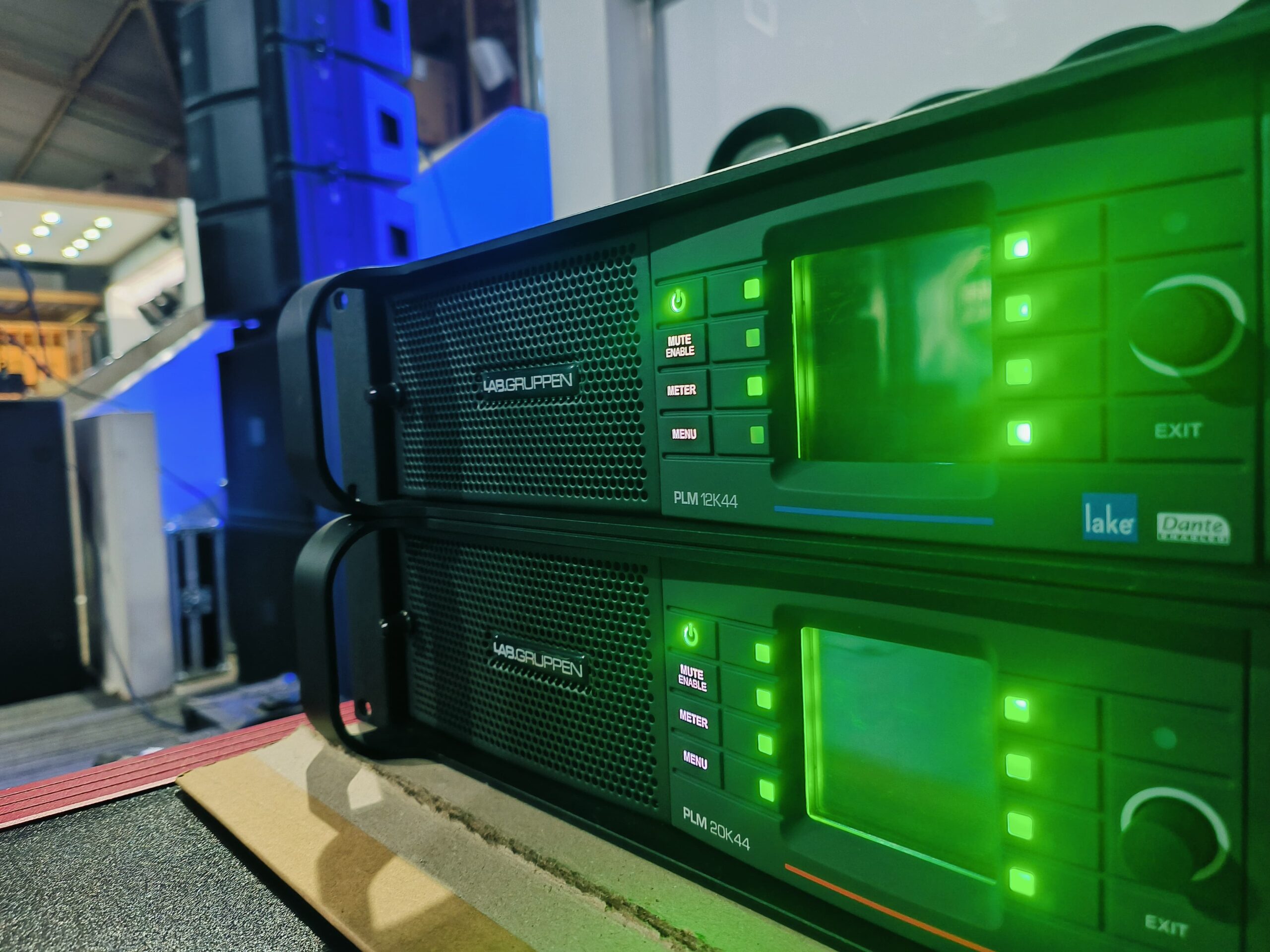 Compact and sleek Lab.Gruppen PLM Series Amplifier, ideal for tight installations.