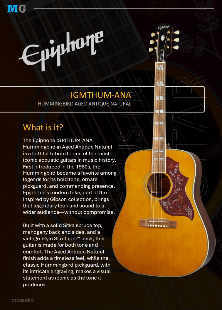 Epiphone Hummingbird Aged Antique Natural