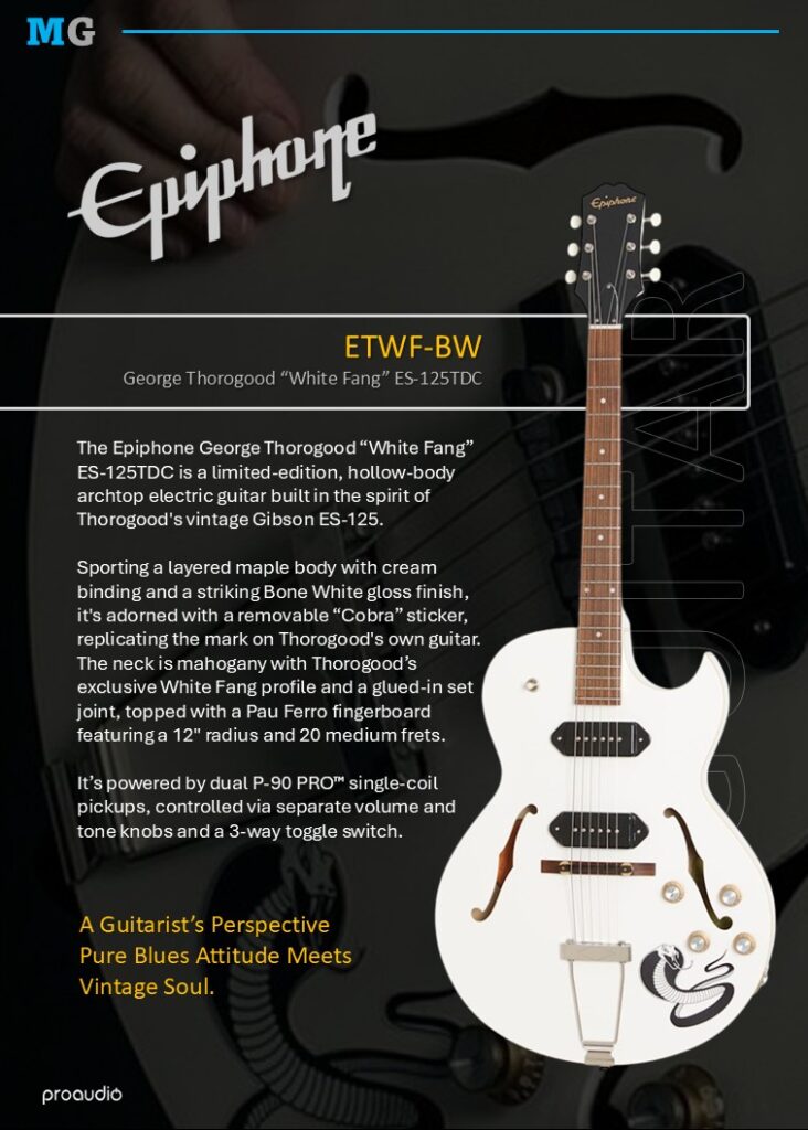 Epiphone George Thorogood “White Fang” ES-125TDC