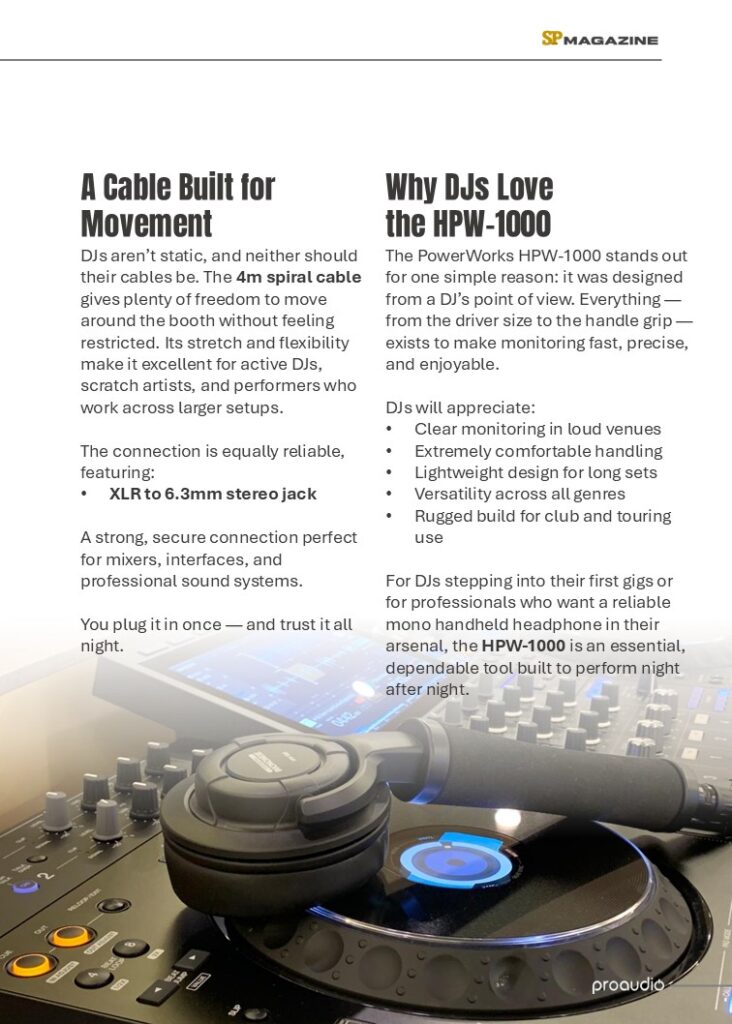 PowerWorks HPW-1000 Mono Hand-Held DJ Headphone