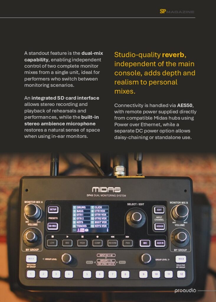 Midas DP48 personal monitor mixer