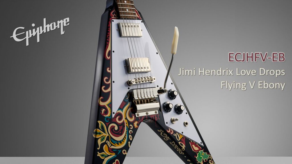 Epiphone Jimi Hendrix Love Drops Flying V Ebony