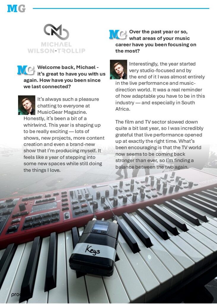 Proaudio MusicGear Magazine March 2026 Michael Wilson-Trollip’s music journey