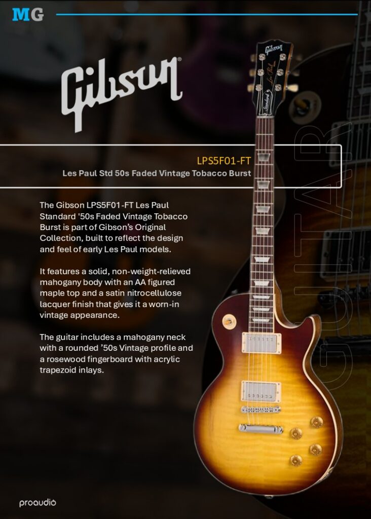 Gibson Les Paul Std 50s Faded Vintage Tobacco Burst