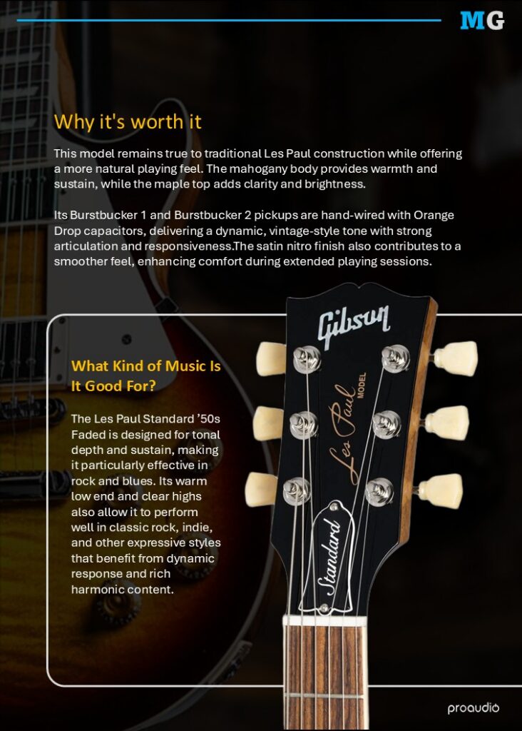 Gibson Les Paul Std 50s Faded Vintage Tobacco Burst