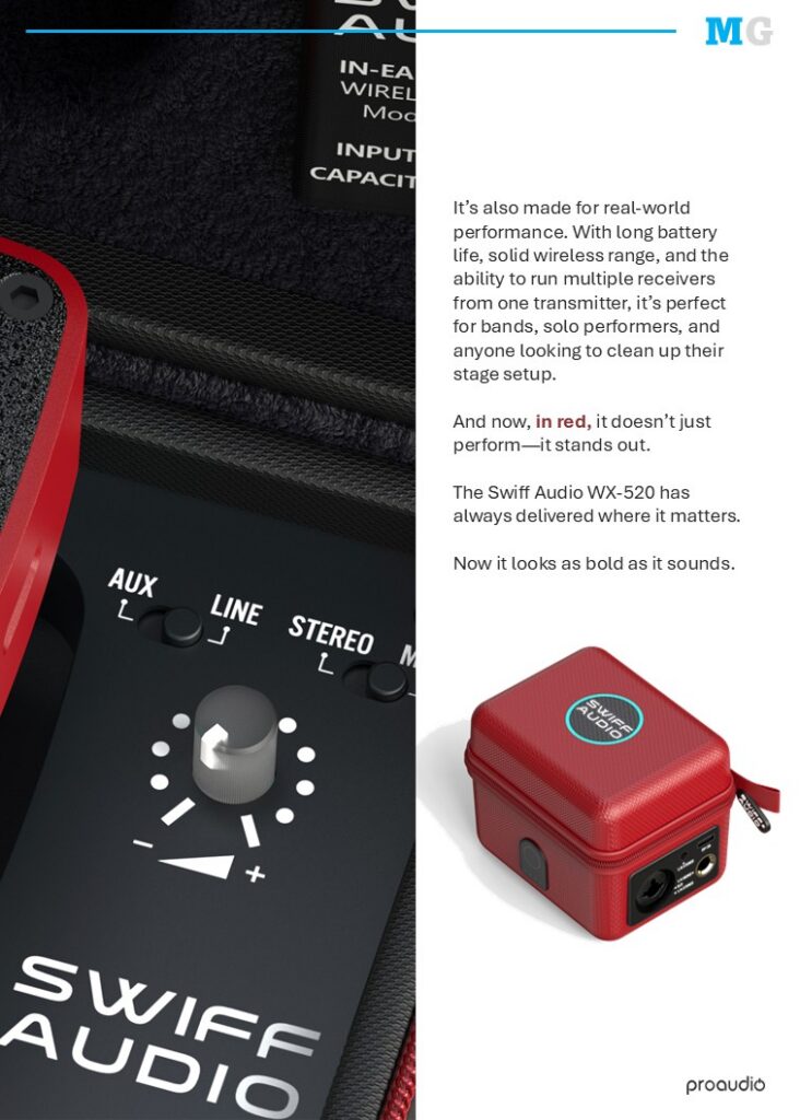 Swiff Audio WX-520 wireless in-ear monitoring system in red