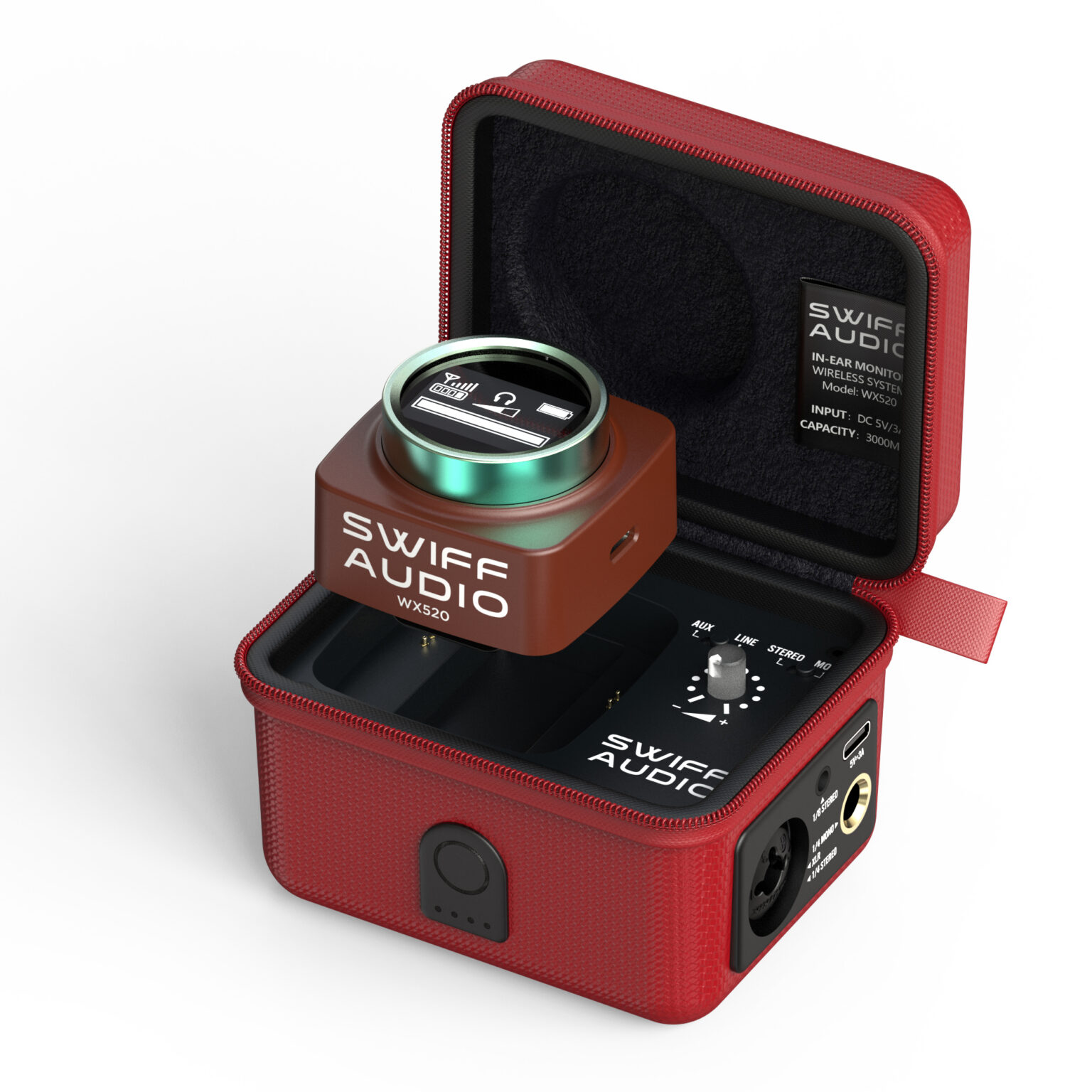 SWIFF Audio WX-520-RED Wireless In-ear Monitor System - Top Front Right