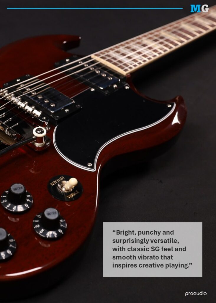 Proaudio MusicGear Magazine May 2026 SG Standard ’61 Maestro Vibrola T-Type Aged Cherry