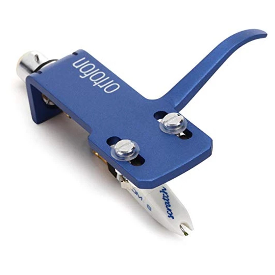 Ortofon OM SCRATCH ON SH4 Blue Headshell - Scratch White Premounted - Top Front Left